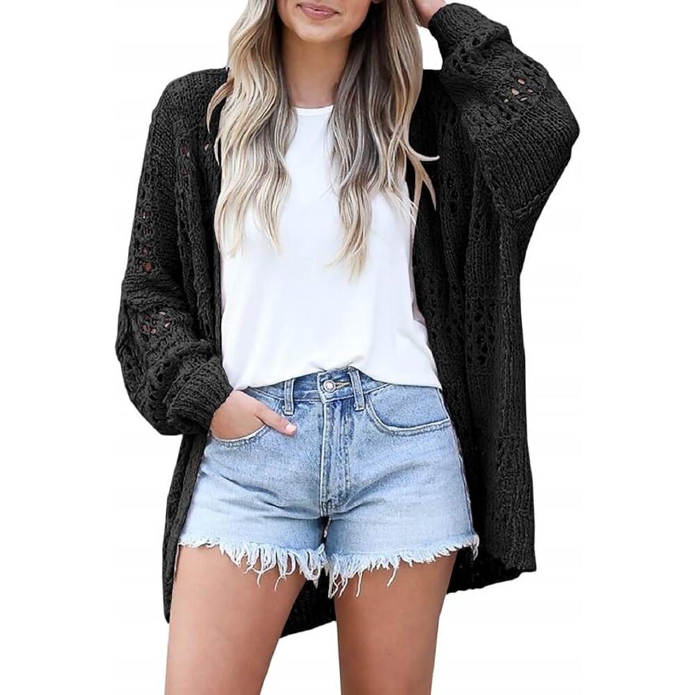 NEW Women’s Boho Crochet Open Front Cardigan Oversized Batwing Kimono XL